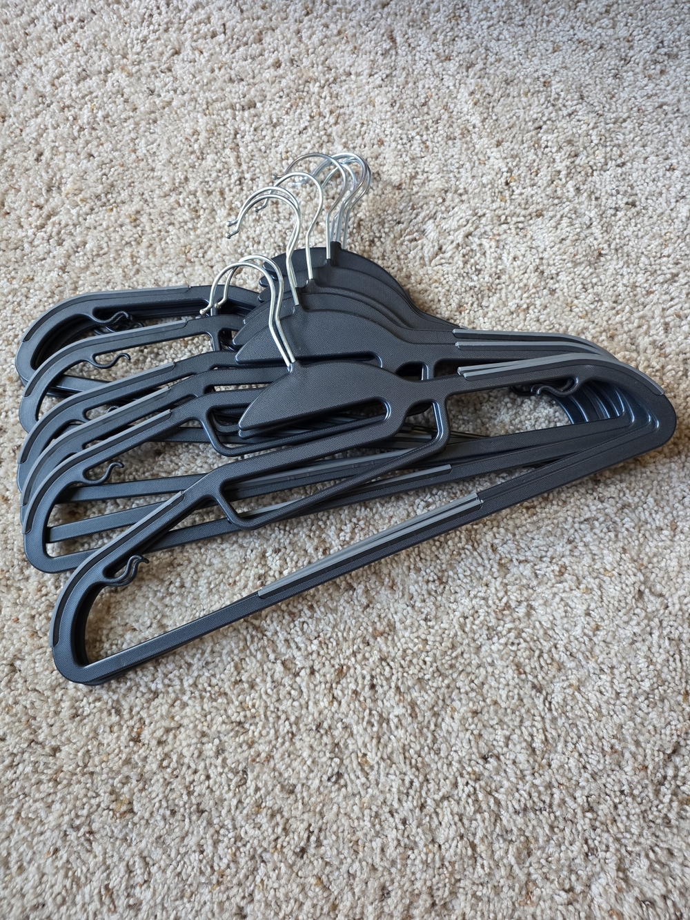 Durable Black Plastic Clothing Hangers - Pack